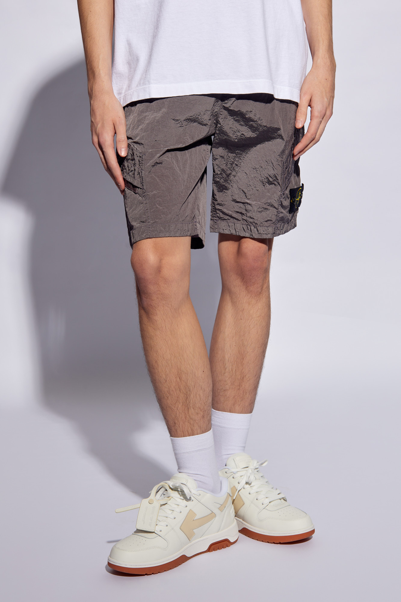 Mens grey best sale stone island shorts